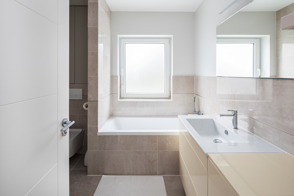 Design ideas for a contemporary bathroom in Essex.