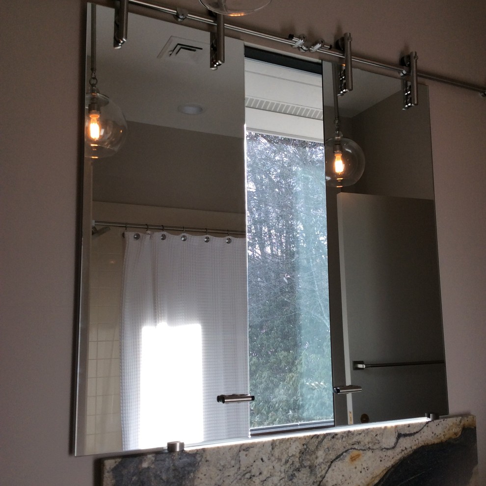 Sliding mirror over vanity Contemporary Bathroom Bridgeport by