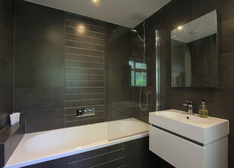 Design ideas for a small modern bathroom in Sussex.