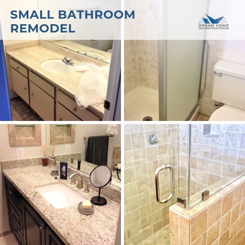 Exempel på ett litet klassiskt flerfärgad flerfärgat badrum med dusch, med luckor med upphöjd panel, svarta skåp, en hörndusch, keramikplattor, vita väggar, ett integrerad handfat, granitbänkskiva och dusch med gångjärnsdörr
