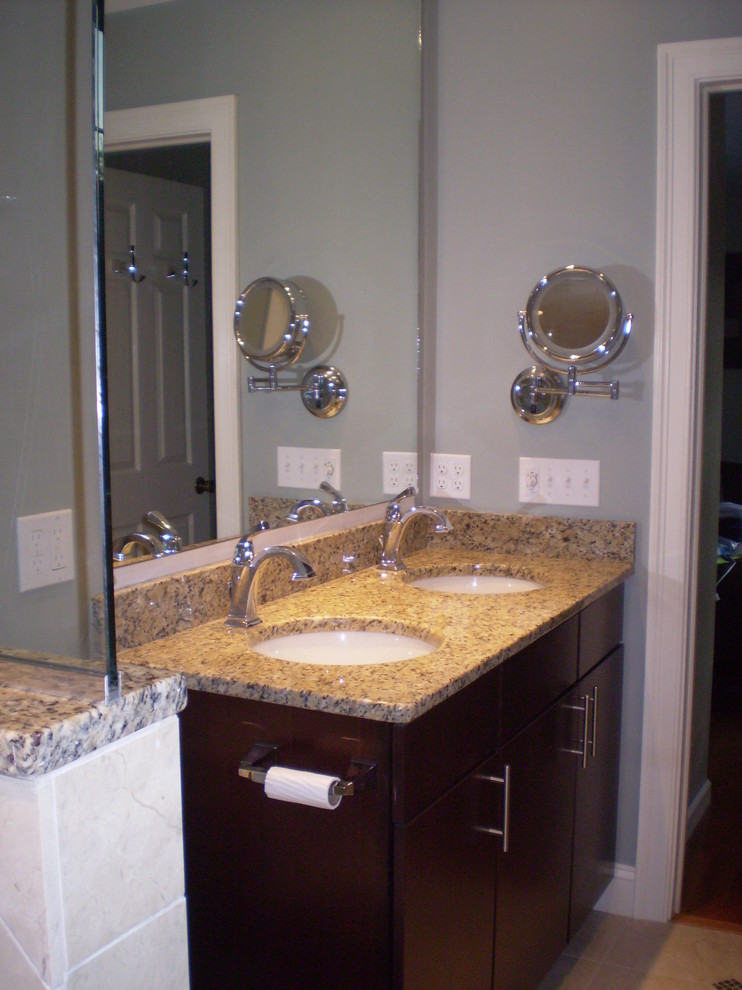 Small Bathroom with Double Vanity Transitional Bathroom Boston