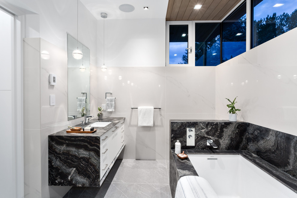 Example of a trendy master bathroom design in Vancouver