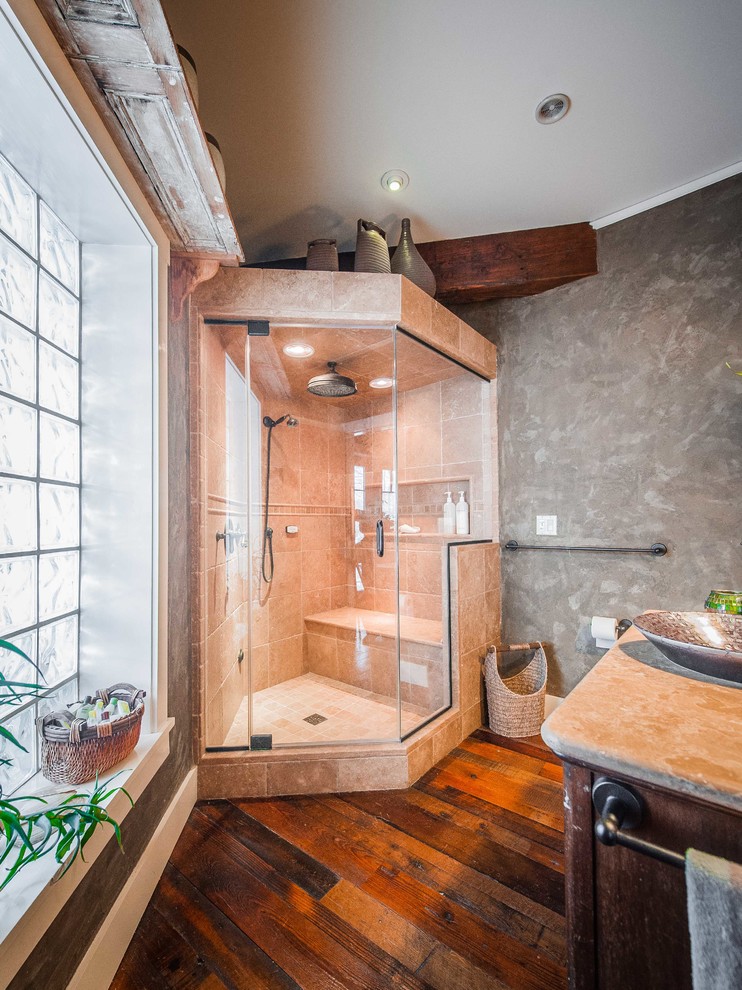This is an example of a rustic bathroom in New York.