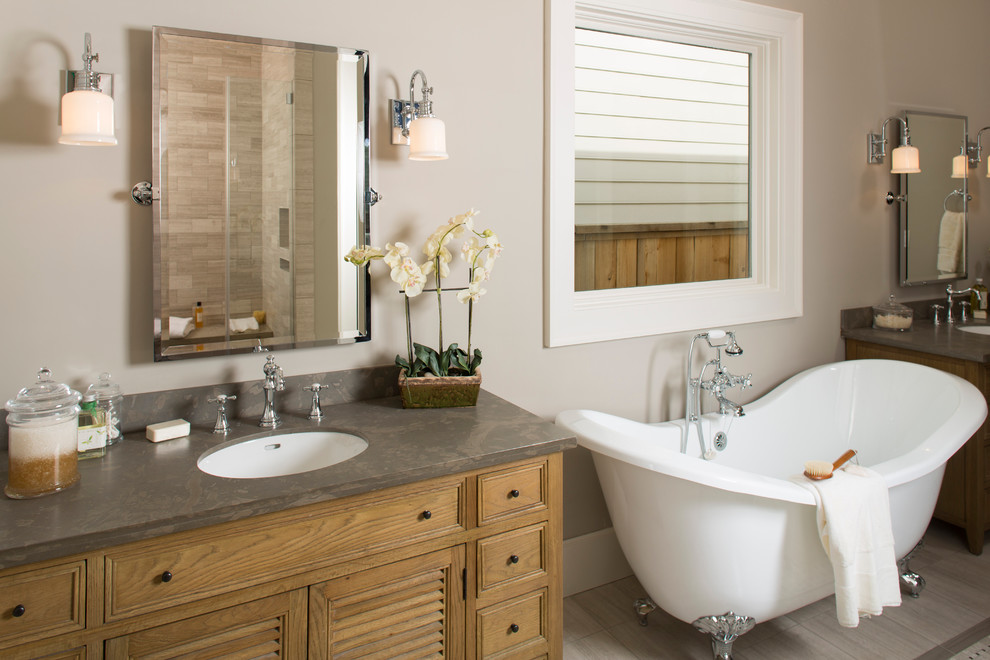 21 - Tansitional Southern Living Master Bathroom Soaking Tub