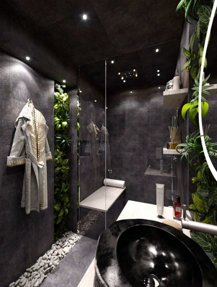 Bathroom - tropical bathroom idea in Chicago