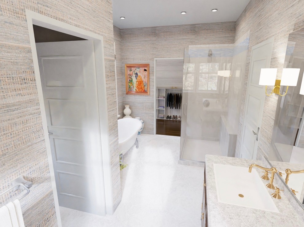 Ejemplo de cuarto de baño principal de estilo de casa de campo de tamaño medio