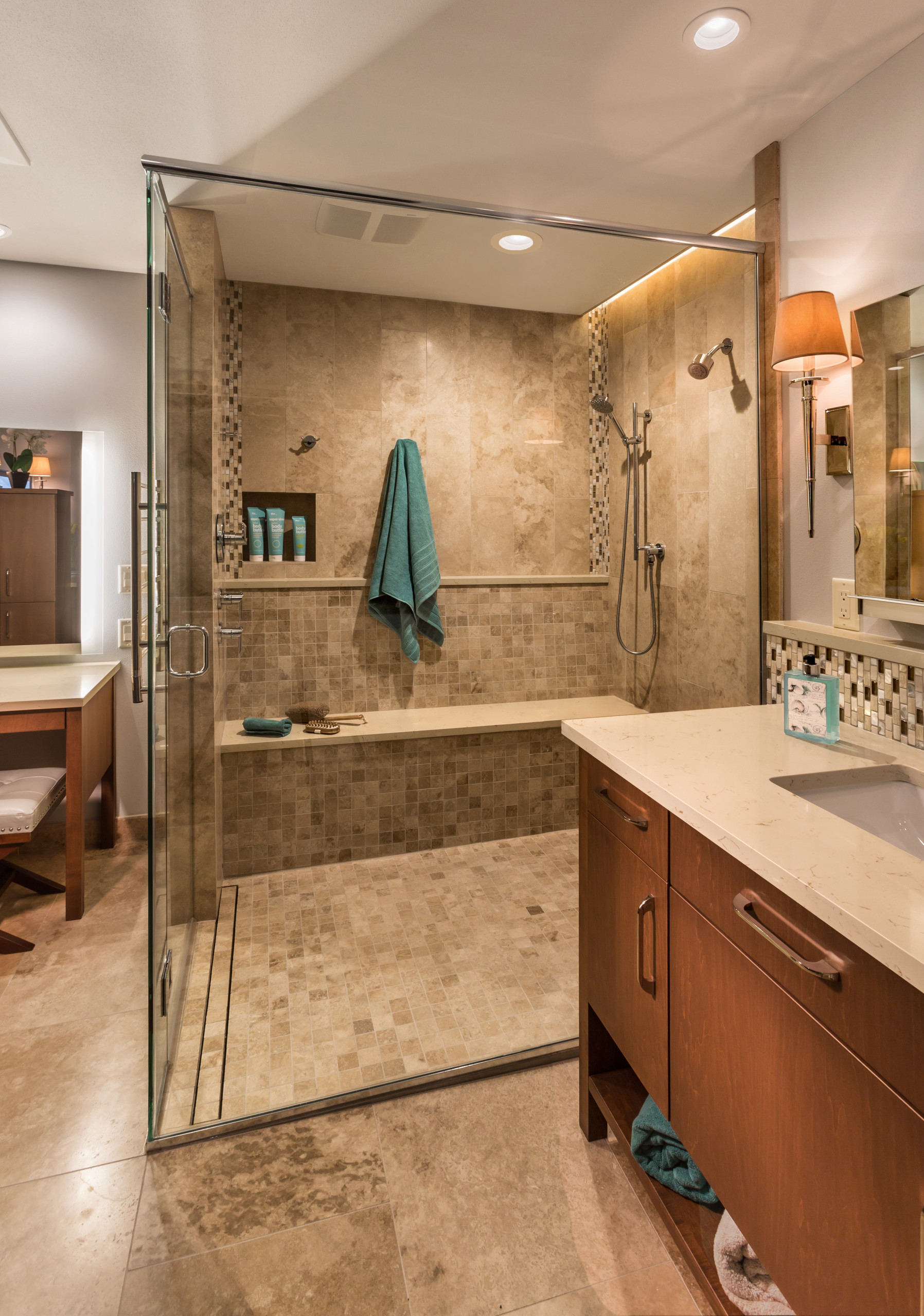 Floating Corian Shower Shelves - Philadelphia PA - Modern - Bathroom -  Philadelphia - by MacLaren Kitchen and Bath