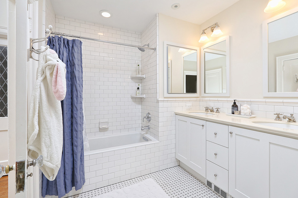 Spruce Hill, Philadelphia: Traditional Bathroom Remodel with Built-in ...