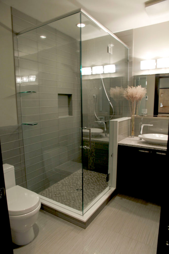 Standing Glass Enclosed Shower Modern Bathroom Vancouver by My