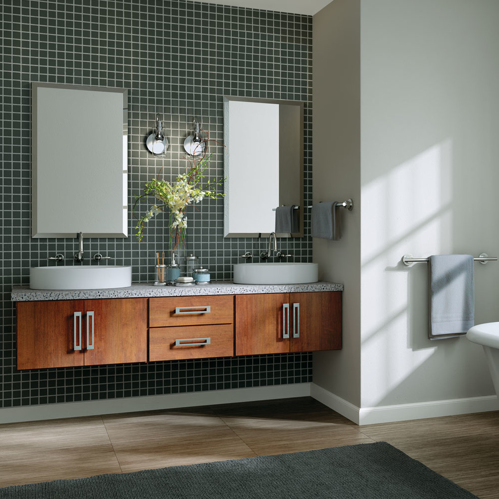 Starmark Cabinetry Contemporary Floating Vanity Cabinets In Cherry Contemporary Bathroom Other By Starmark Cabinetry Houzz