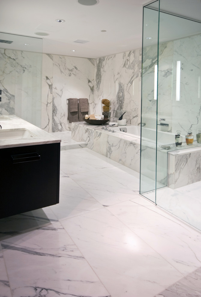 Statuario Marble at the Fairmont Traditional Bathroom Vancouver
