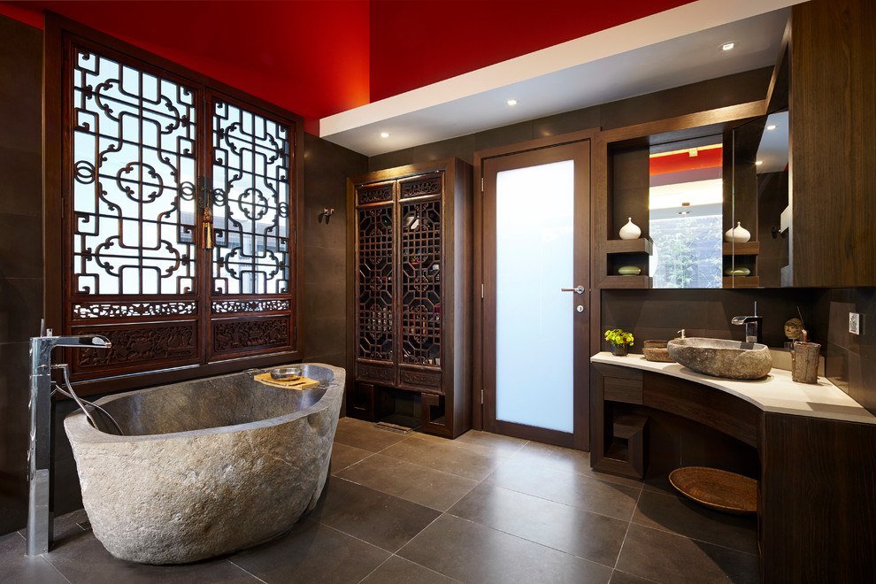 Inspiration för ett orientaliskt badrum