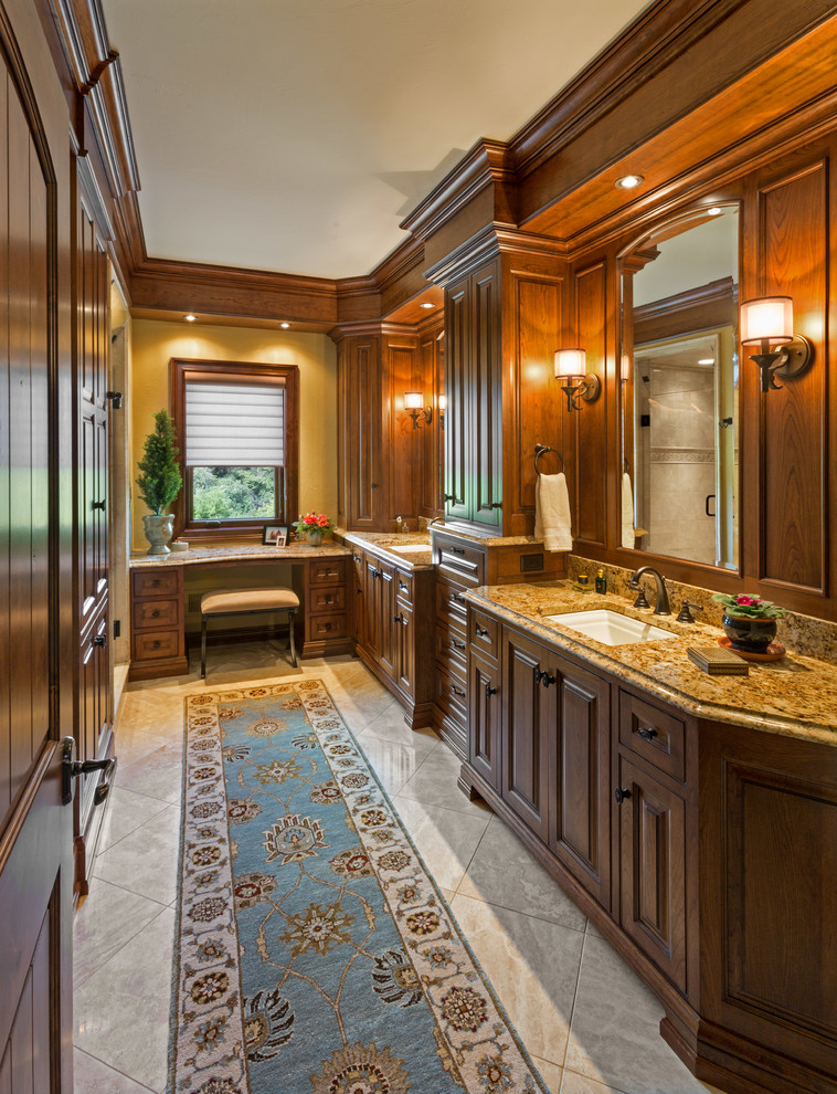 Traditional bathroom in Milwaukee with granite worktops.