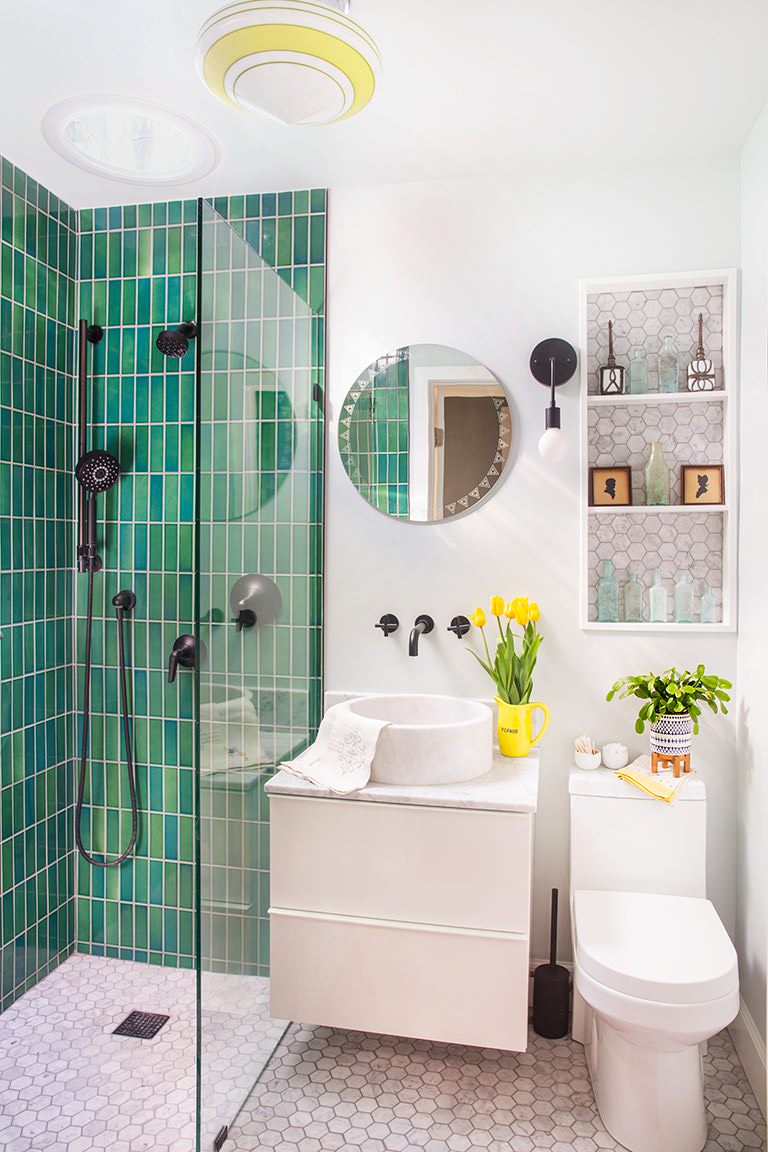75 Kleine Badezimmer mit grünen Fliesen Ideen & Bilder - Mai 2023 | Houzz DE