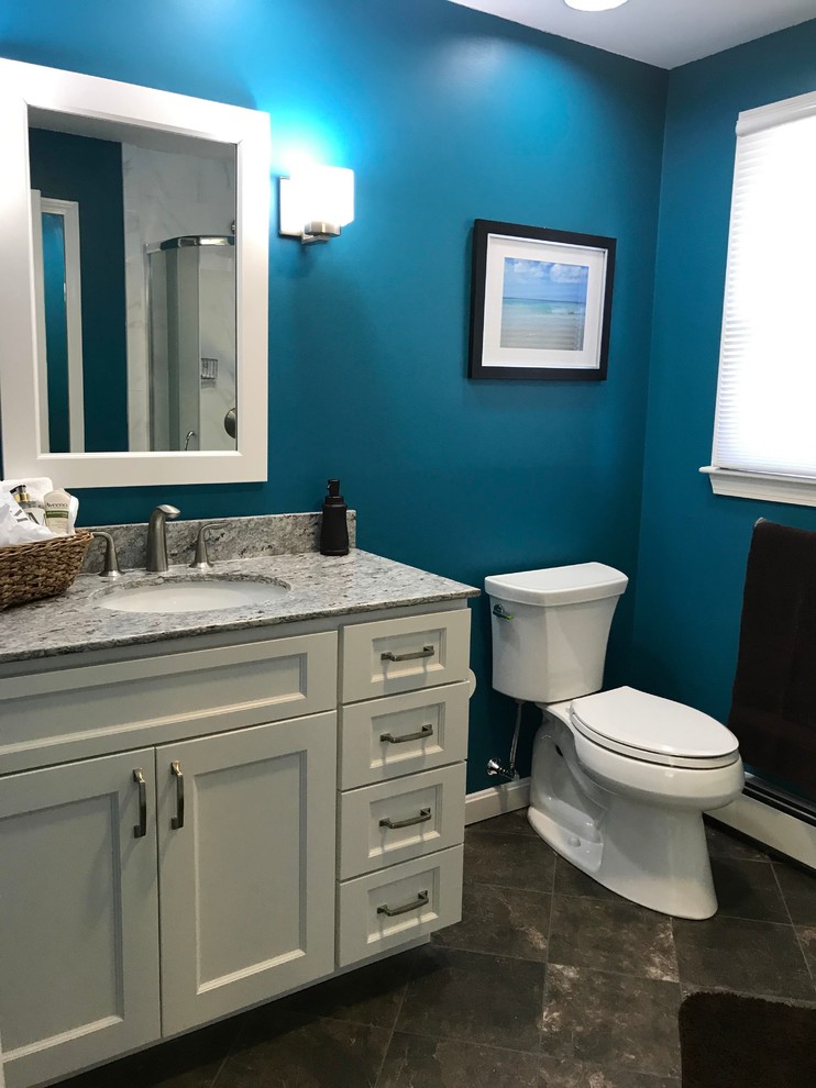 Teal and Brown Combinations Transitional Bathroom Providence by