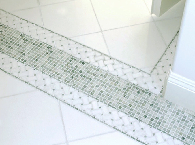 Design ideas for a contemporary ensuite bathroom in Other with multi-coloured tiles, mosaic tiles and mosaic tile flooring.