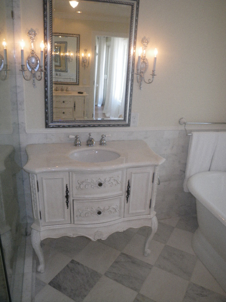Thassos & Marble Checker Board Master Bathroom Traditional Bathroom