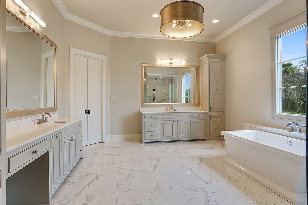 Classic bathroom in New Orleans with a freestanding bath.