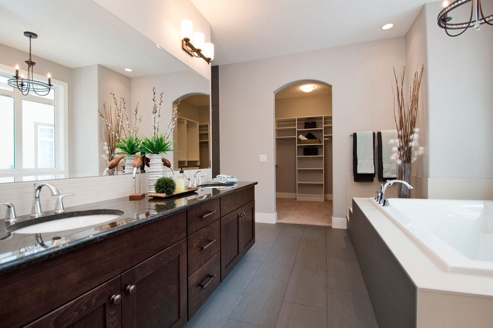 Example of a transitional bathroom design in Calgary