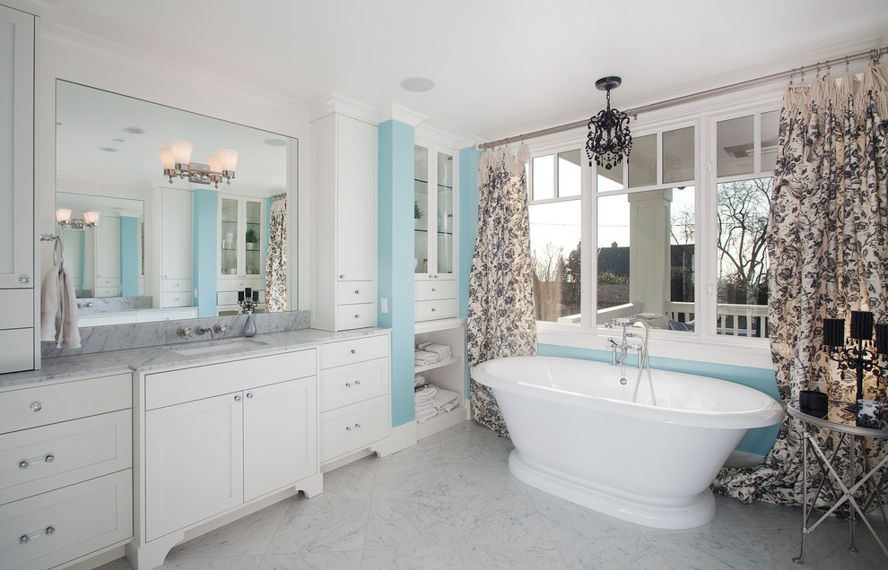 Photo of a classic bathroom in Seattle with a freestanding bath.