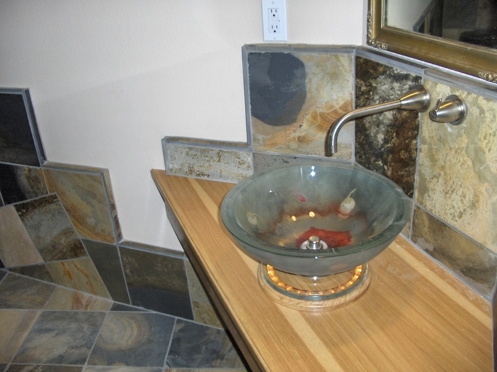 Photo of a contemporary bathroom in San Francisco with a vessel sink.