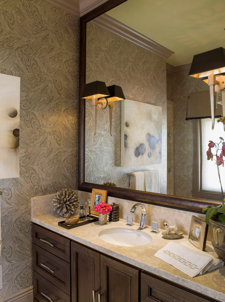 Example of an eclectic bathroom design in San Francisco with an undermount sink