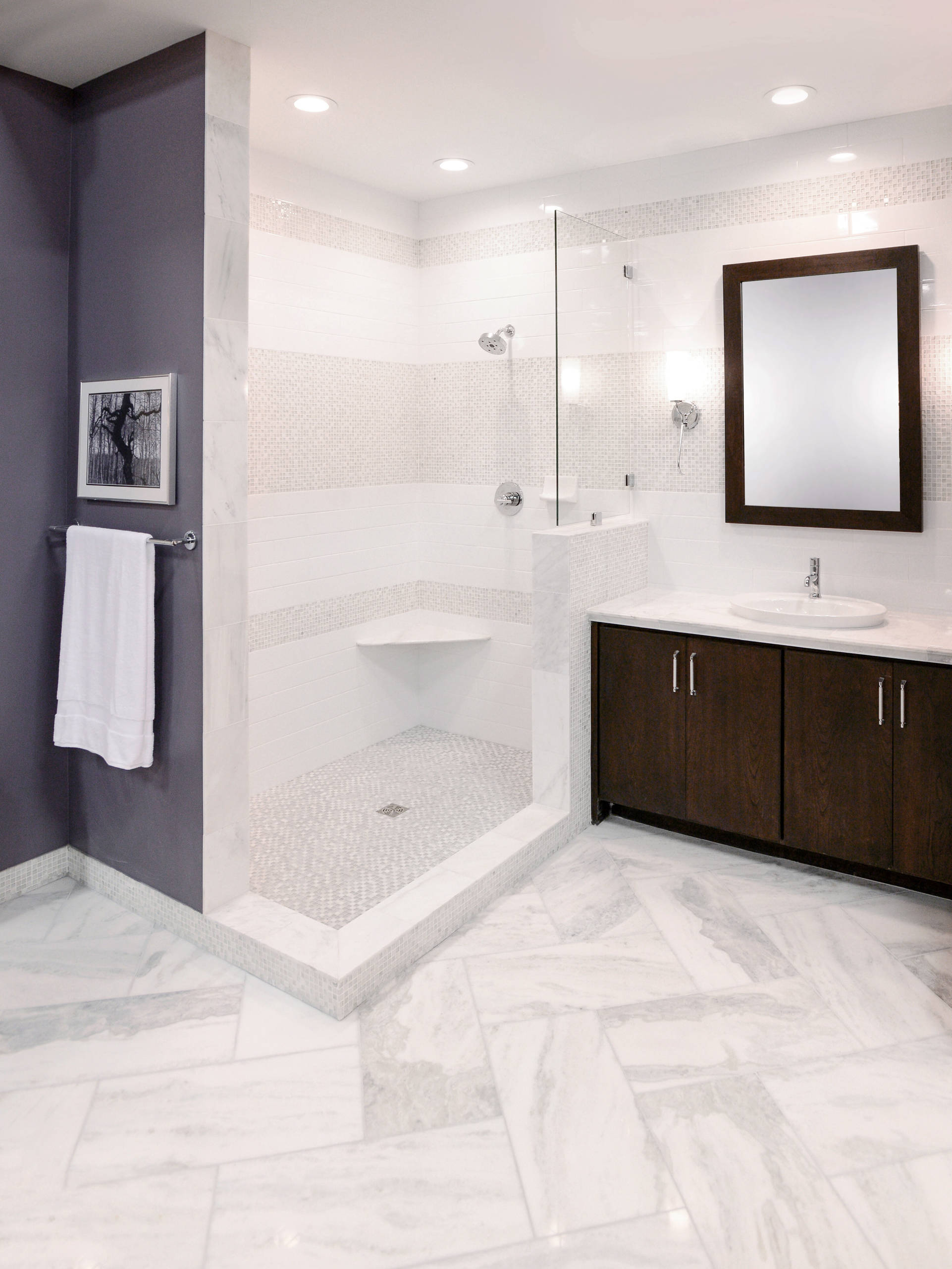 The Tempesta Neve Marble Collection Contemporary Bathroom