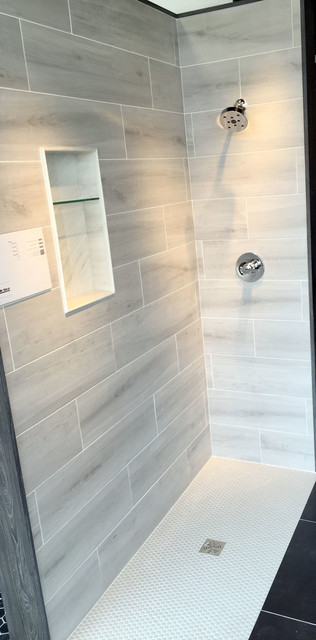The Tile Gray Faux Wood Shower, The Tile Place