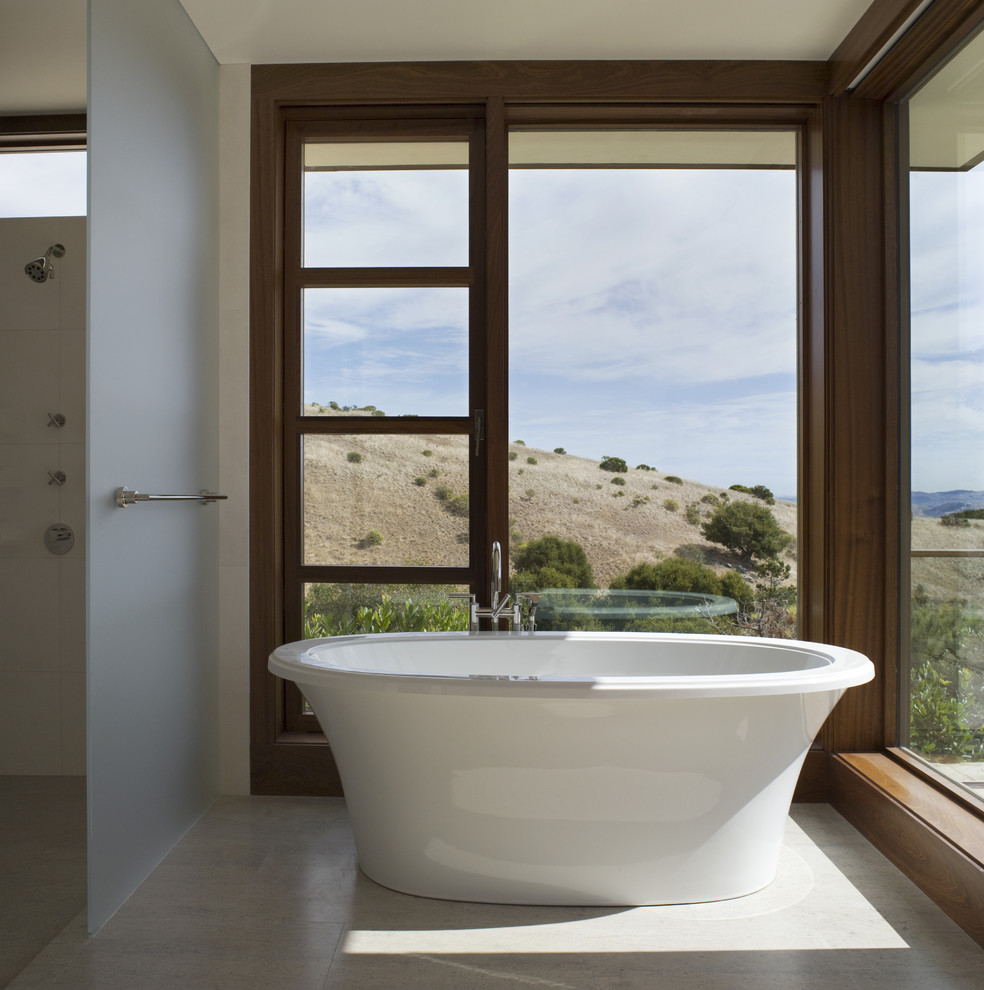 Trendy freestanding bathtub photo in San Francisco