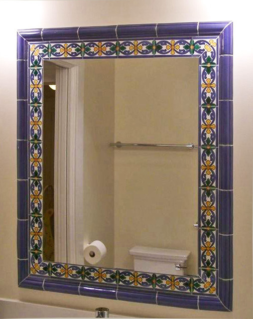 Tile framed mirror - Mediterranean - Bathroom - San Francisco - by James  Hill Architect, AIA | Houzz AU