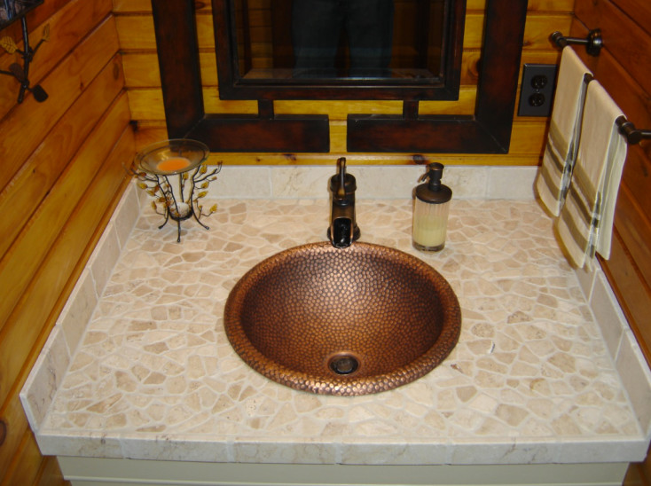 Example of a classic bathroom design in Philadelphia with a drop-in sink and tile countertops