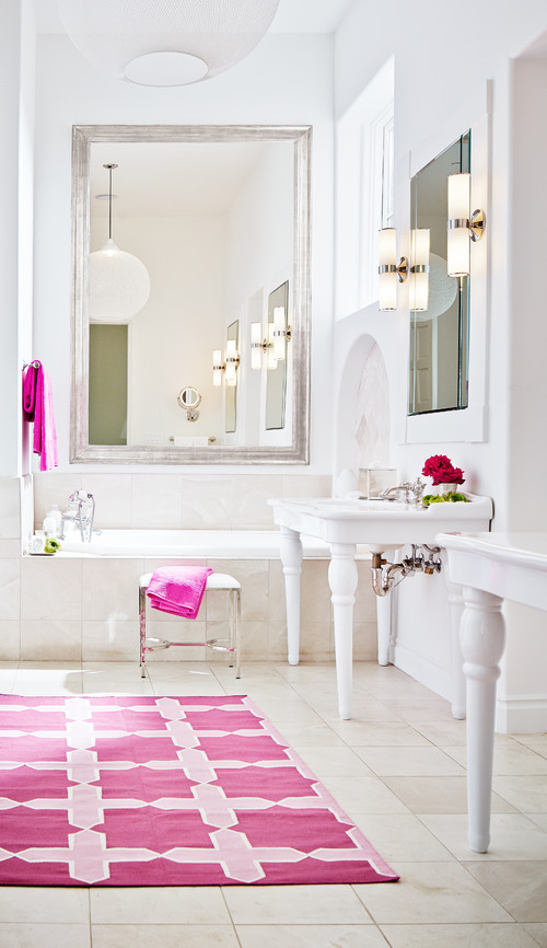 White Luxury with a Pink Touch: Girls Bathroom Concepts