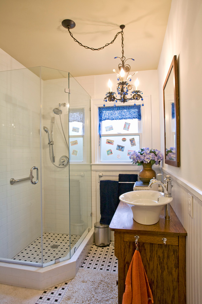 Example of a classic bathroom design in Charlotte with a vessel sink