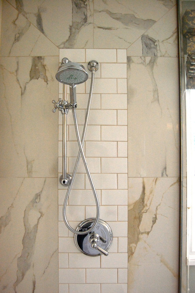 Example of a classic subway tile bathroom design in Other