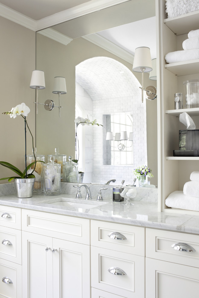 Bathroom - traditional bathroom idea in Atlanta with marble countertops
