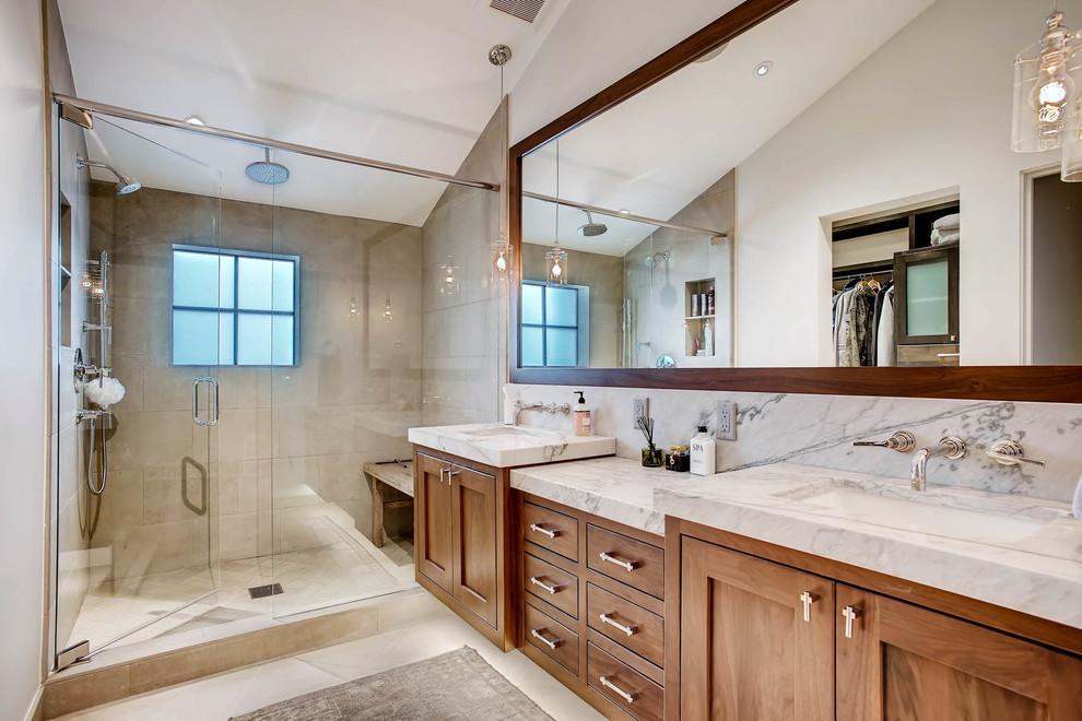 Réalisation d'une salle de bain chalet.