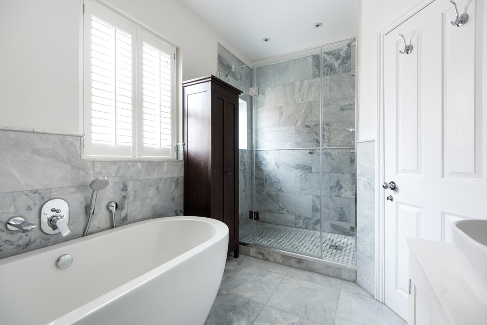 Example of a transitional bathroom design in London