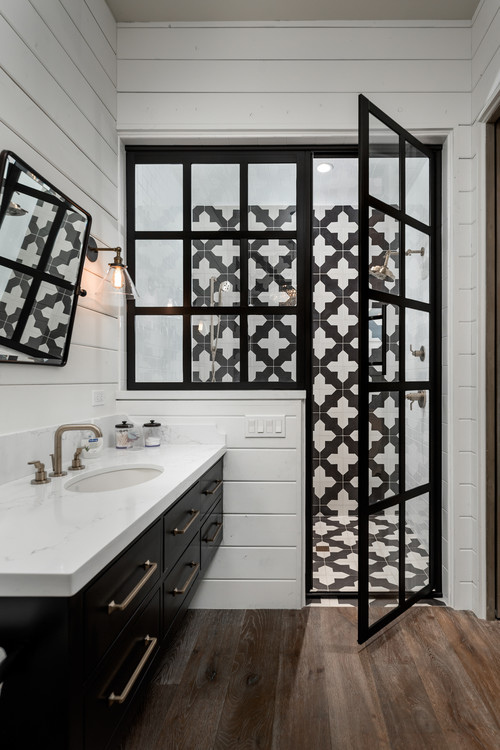 black and white bathroom tiles
