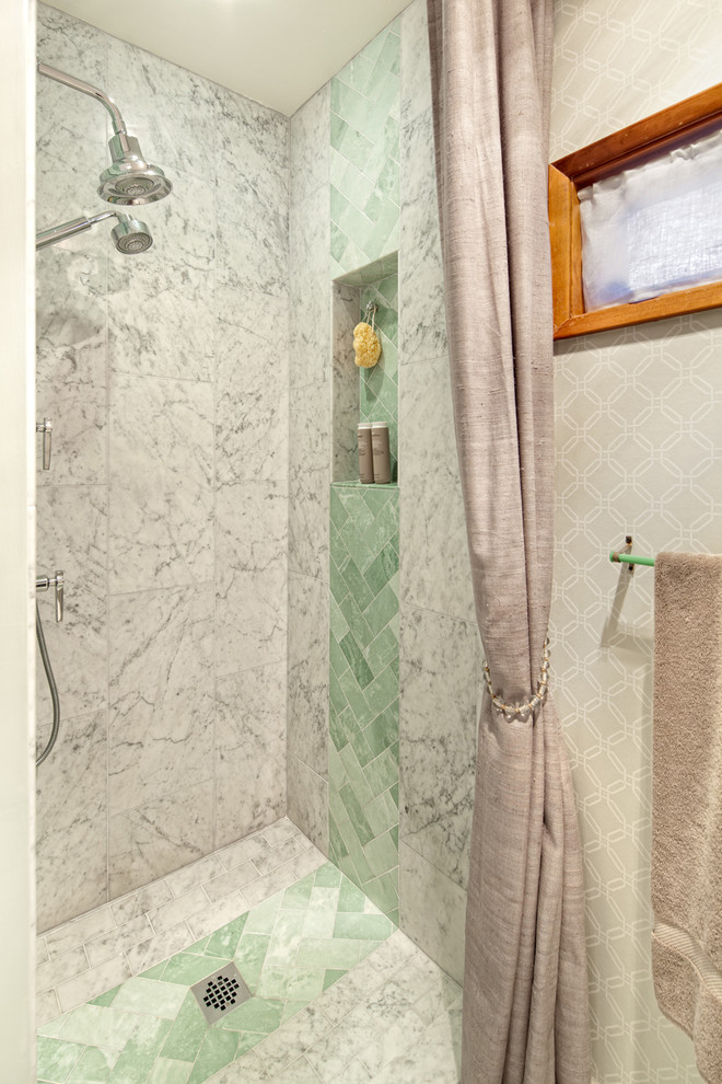 Inspiration for a transitional subway tile bathroom remodel in Portland