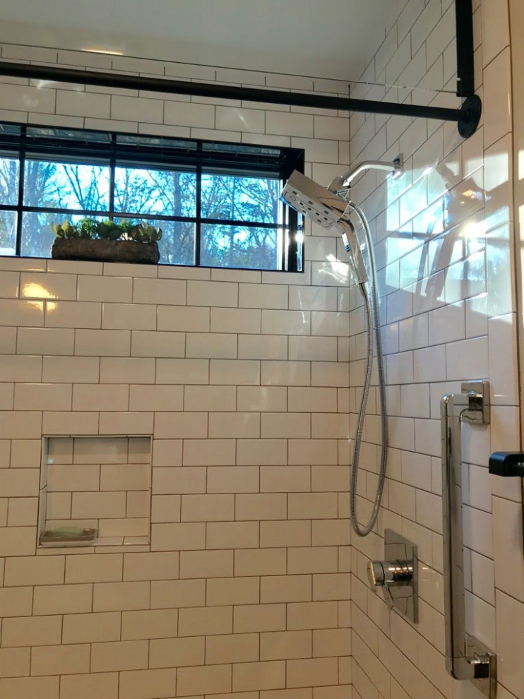 Transom Window Bath Remodel Industrial Bathroom New York by