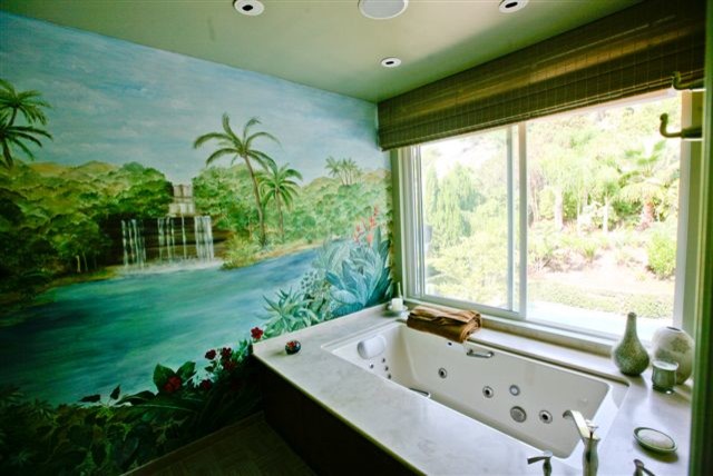 Esempio di una stanza da bagno tropicale