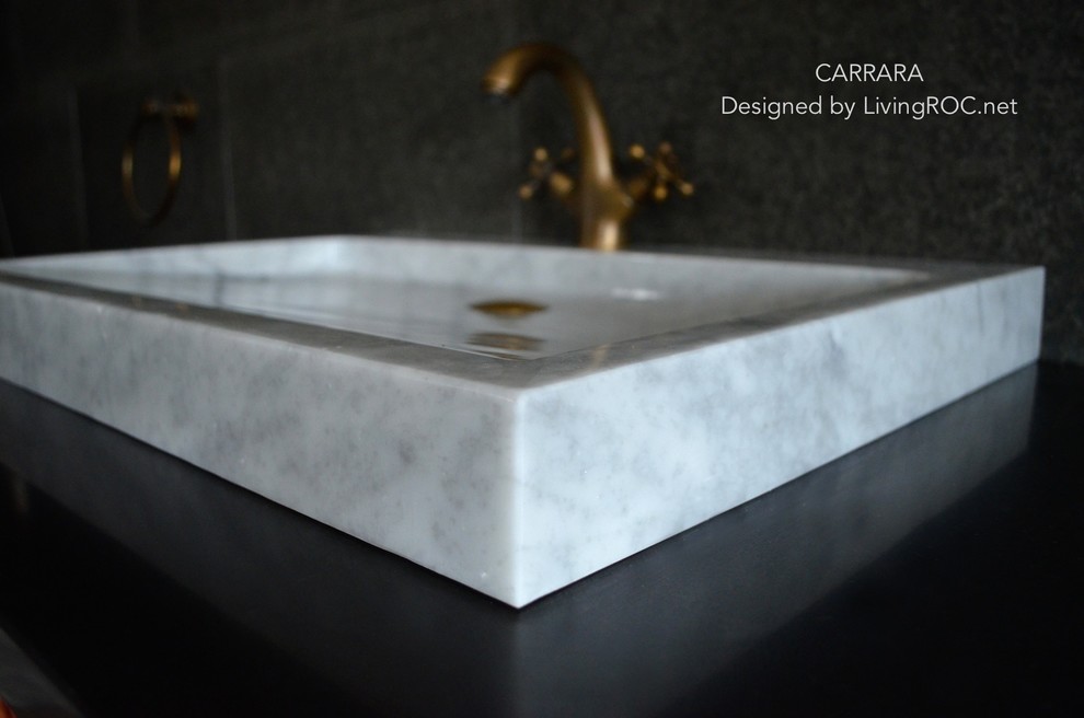 Trough Sink Carrara White Marble 27 Inch Vessel Sink For Bathroom Carrara Craftsman Bathroom Los Angeles By Living Roc Usa Houzz