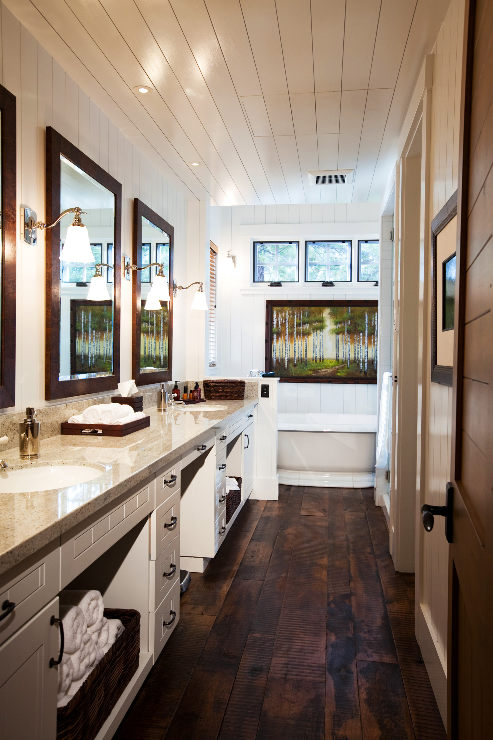 75 Rustic Bathroom With White Cabinets