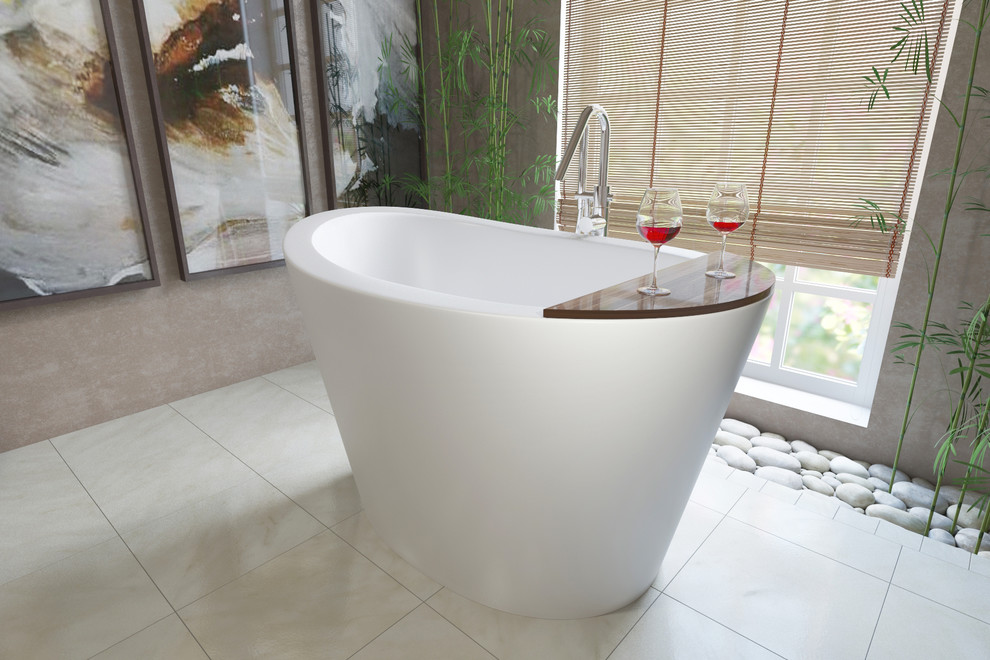 This is an example of a small contemporary bathroom in Miami with a japanese bath.