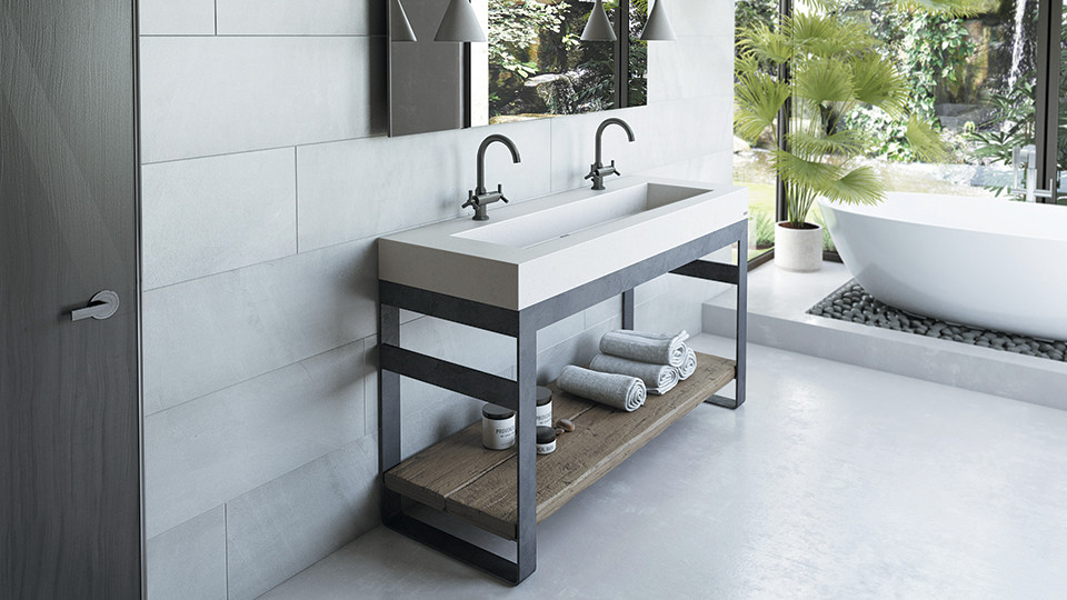 Trueform Concrete Sink Outland 60v Contemporary Bathroom New York By Trueform Concrete Llc Houzz