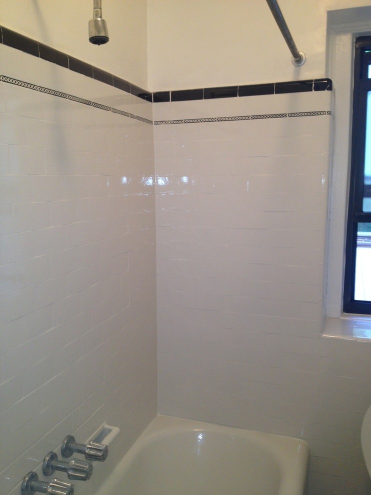 Tub And Wall Tile Reglazing Refinishing Masking Trim Contemporary Bathroom New York By Porcelain Industries Houzz - How To Resurface Bathroom Tiles