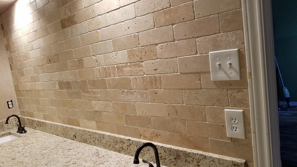 Tumbled Stone Subway Tile Bathroom Contemporary Bathroom Dallas By One Call Home Services Houzz