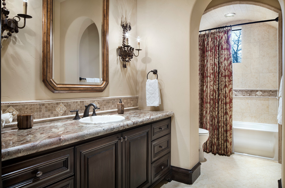Tuscan Transitional Mediterranean Bathroom Houston by JAUREGUI