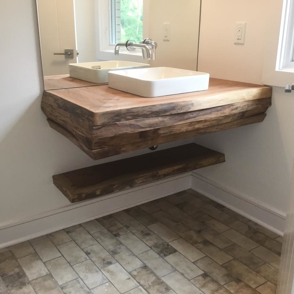 Twist on Modern Floating Vanity Rustic Bathroom Indianapolis by