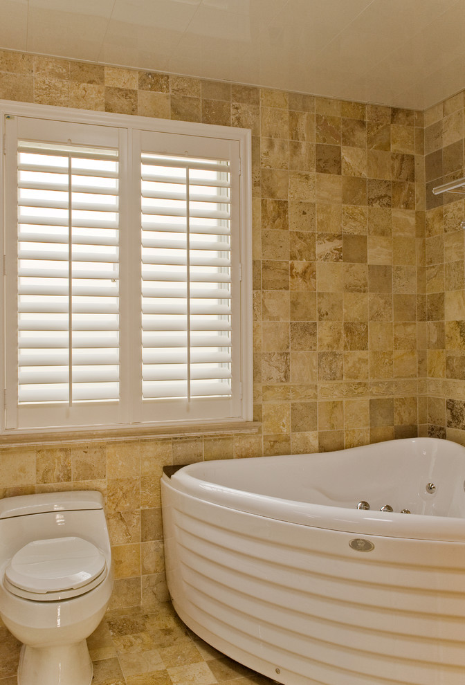Typical Faux Wood Shutters Installed Modern Bathroom Miami by